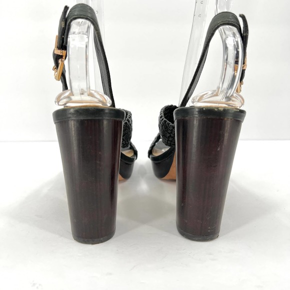 VINCE CAMUTO Signature Sandals Women 8.5 Green Paloma Braided Leather Block Heel - Picture 4 of 11